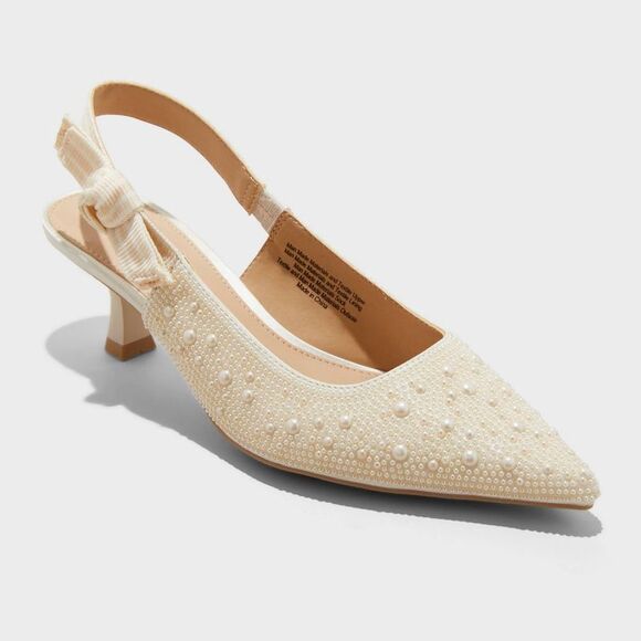 A New Day - Women's Milan Pearl Slingback Heels - A New Day Iv Ivory - Picture 1 of 4